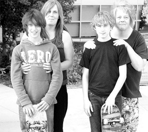 <span class='credit'>Photo by Andrika Lyons</span><span class='description'>(L-R)Laura Hinkle with son Tyler Hinkle,13 and Cyndi Burnett with son Dan Burnett, 14. Laura and Cyndi work toward the establishment of a skate park in Big Rapids, currently planning fundraising for the estimated $150,000 - $200,000 project.</span>