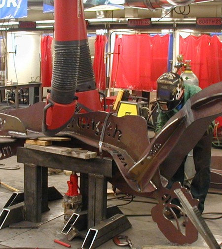 Present: The sculpture was revealed on May 7 at 11 a.m. in Lot 2 behind the Swan Building. It will stay in this location temporarily. Courtesy of Robert Barnum