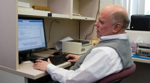 Overcoming Disabilities: Dr. Thomas Behler has been teaching for 30 years and is legally blind. Behler has not let his disability stop him from having a “normal” life. Photo By: Brock Copus | Photographer Overcoming Disabilities: Dr. Thomas Behler has been teaching for 30 years and is legally blind. Behler has not let his disability stop him from having a “normal” life. Photo By: Brock Copus | Photographer