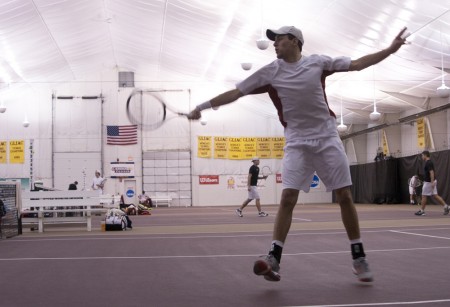 Defeating Tech: Kyle Revall, senior, winds down after a shot against Michigan Tech on March 19. The Bulldogs current record for 2010-11 is 7-3. Photo By: Kate Dupon | Photo Editor