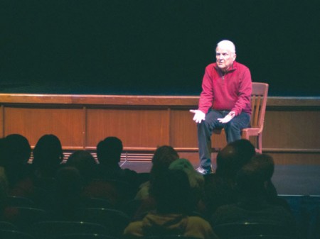 Zerbe on Cummings: Actor Anthony Zerbe performs his rendition of several poems by E.E. Cummings in the Williams Auditorium. Photo By: Tori Thomas | Photographer