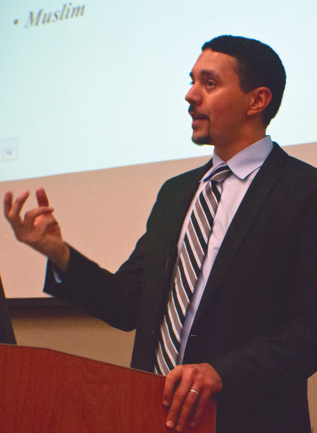 Dr. Mohammad Khalil speaks to students and members of the community about common misconceptions about the Islamic culture. Photo By: Tori Thomas | Photographer