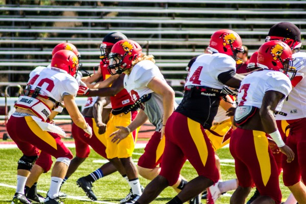 Ferris St. football prepares for the season to come with two-a-day practices in sweltering heat throughout fall camp.