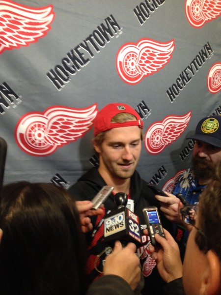 Players and coaches fielded questions from various media outlets following the scrimmage.