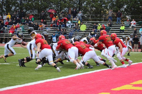 The Huskies found success on the ground in the first half, as they opted to grind out lengthy drives topped off with 1-yard dives into the end zone.