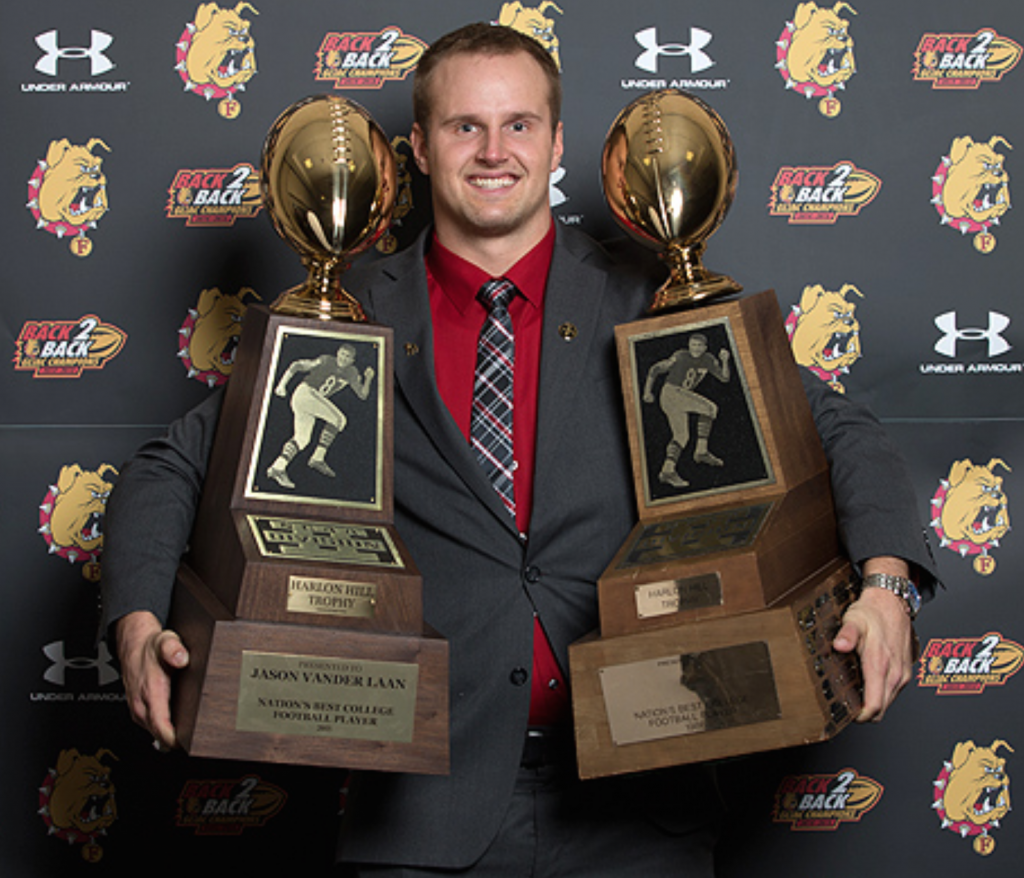 Ferris quarterback Jason Vander Laan became just the fourth athlete to ever be awarded the Harlon Hill Trophy more than once following this past season.