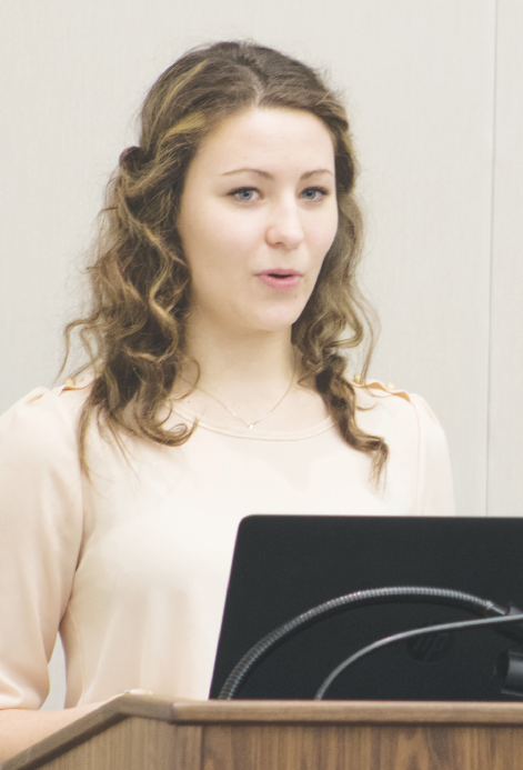 Ferris chemistry freshman, Abigail DeMaet leads a discussion on the topic of mental health and brain chemistry in an effort to eliminate the negative stigma of mental illness.