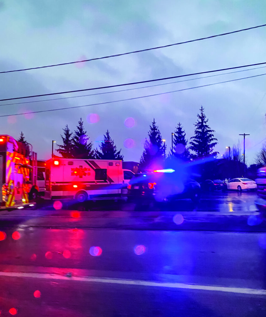 Police, fire and EMS responding to the crash. 